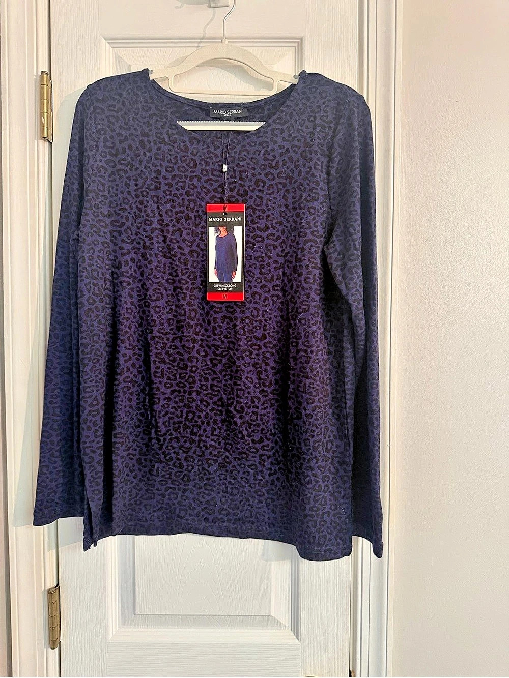 Mario Serrani Crew Neck Long Sleeve Top Purple Size Medium